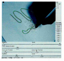 Figure 3.2: The original pen tip tracking algorithm using particle filters [1].