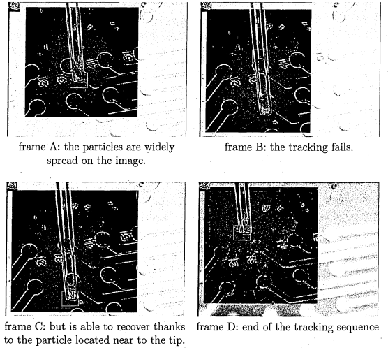 Figure 3.9: Frames showing the results of edge correlation w ith only part of thescene image processed in order to filter edges. Frame B illustrates one of the frames where edge correlation fails.