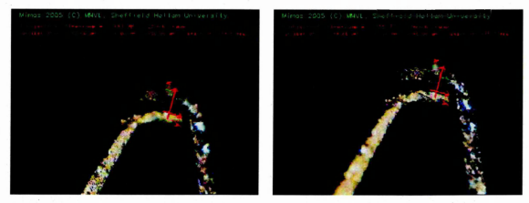 Figure 6.1: Images from the gripper tracking sequence. The grippers in the left andright images are at different depths. 